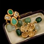 brinco pedra natural verde geometrico ffff