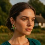 brinco pedra natural verde geometrico ffffff