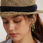 brinco pedra natural verde geometrico ss