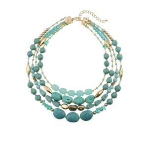 Colar de pedras grandes azul multicamadas