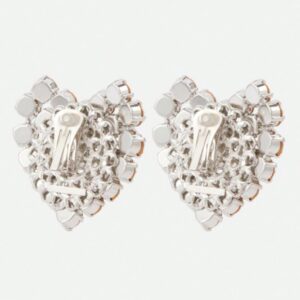 Maxi brinco de pressão de festa prata de coração 