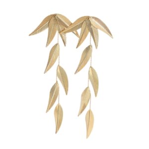 Maxi Brinco Dourado de Folhas Super Longo Extravagante
