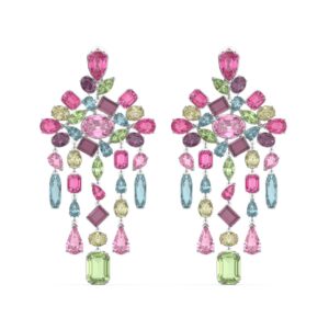 Maxi Brinco Colorido de Festa Rosa e Verde de Cristais