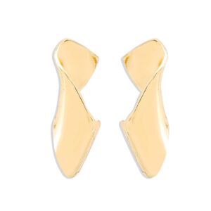 Maxi Brinco Dourado de Metal Moderno Dobrado