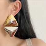 maxi brinco dourado e prata triangular da zara fd