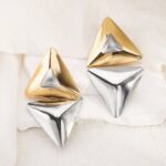 maxi brinco dourado e prata triangular da zara fddfd