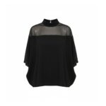 blusa preta longa semi transparente estilosa