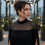 blusa preta longa semi transparente estilosafd