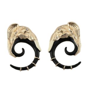 Brinco Preto e Dourado de Dente de Elefante Extravagante