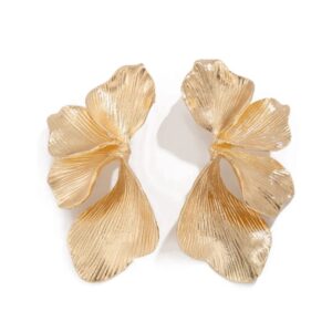 Brinco de pressão dourado grande de folha moderno